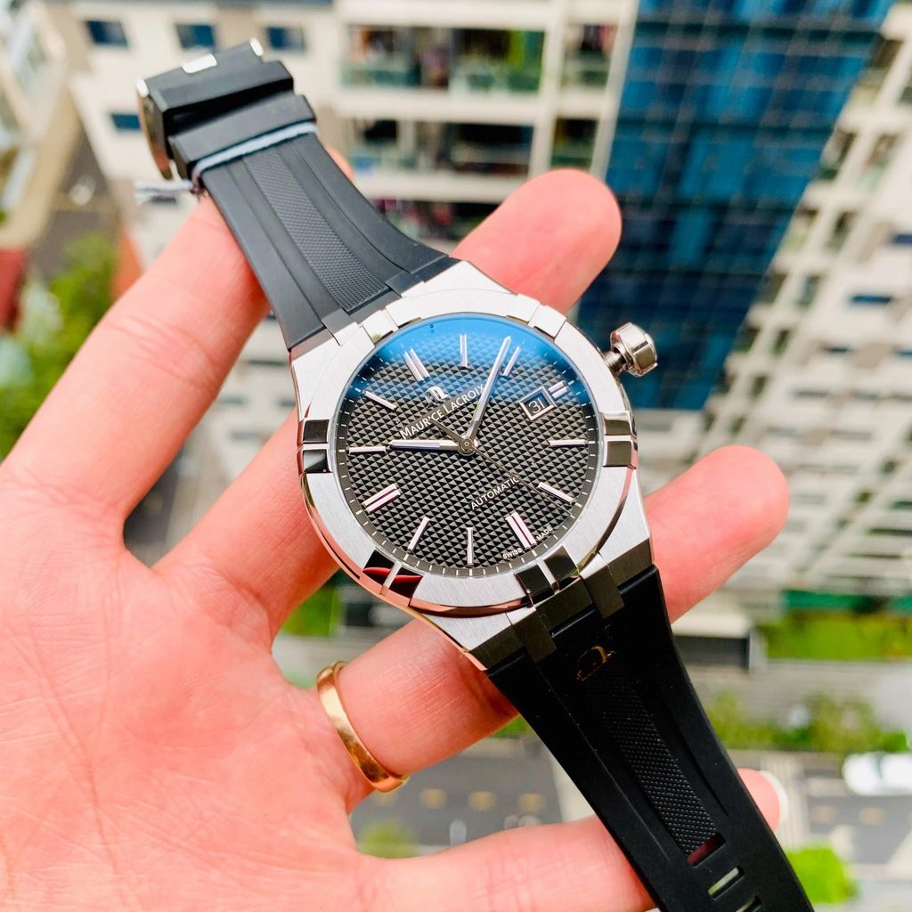 Shop Authentic Maurice Lacroix Aikon Automatic Chronograph Black Dial Black Leather Strap Watch for Men - AI1808-SS000-330-2 - Luxxuri