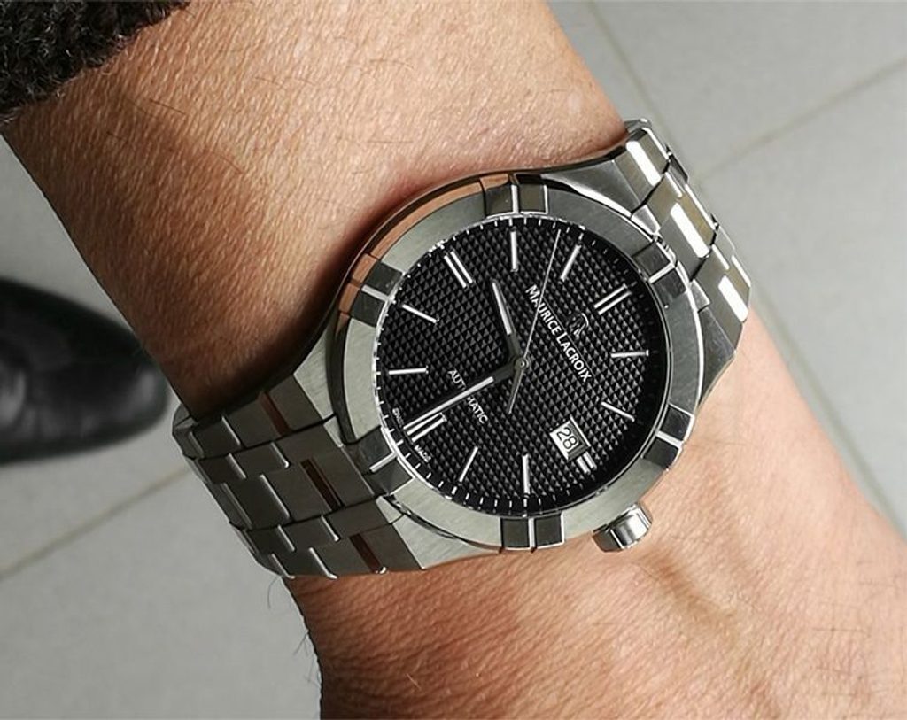 Shop Authentic Maurice Lacroix Aikon Date Quartz Black Dial Silver Steel Strap Watch for Men - AI1108-SS002-330-1 - Luxxuri