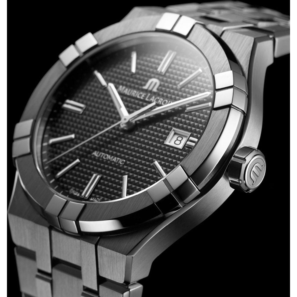 Shop Authentic Maurice Lacroix Aikon Automatic Black Dial Silver Steel Strap Watch for Men - AI1807-SS002-330-1 - Luxxuri
