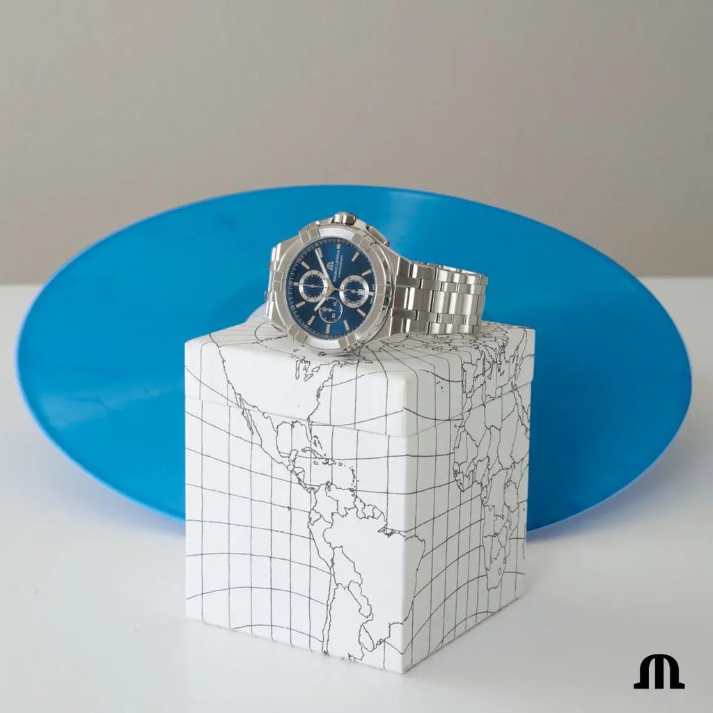 Shop Authentic Maurice Lacroix Aikon Chronograph Blue Dial Silver Steel Strap Watch for Men - AI1018-SS002-430-1 - Luxxuri