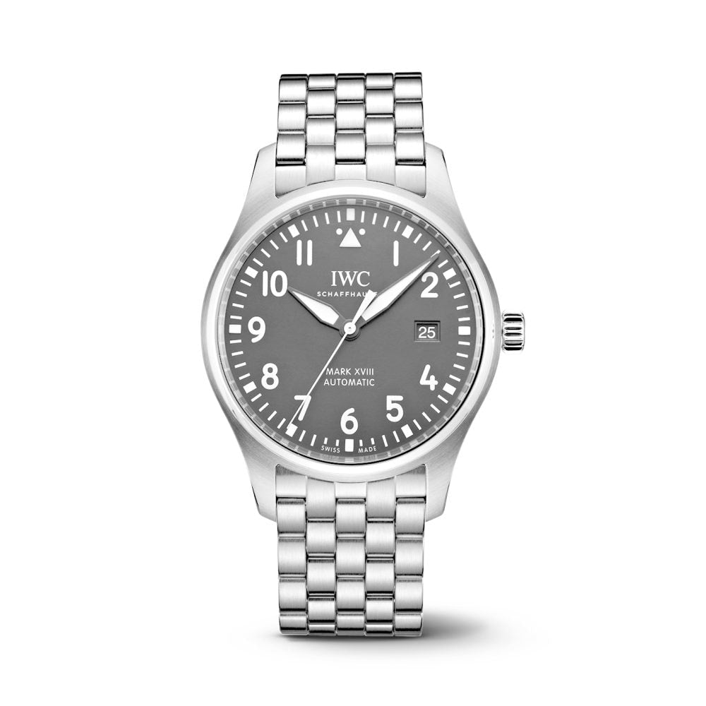Shop Authentic IWC Pilot’s Watch Mark XVIII Black Dial Silver Steel Strap Watch for Men - IW327015 - Luxxuri