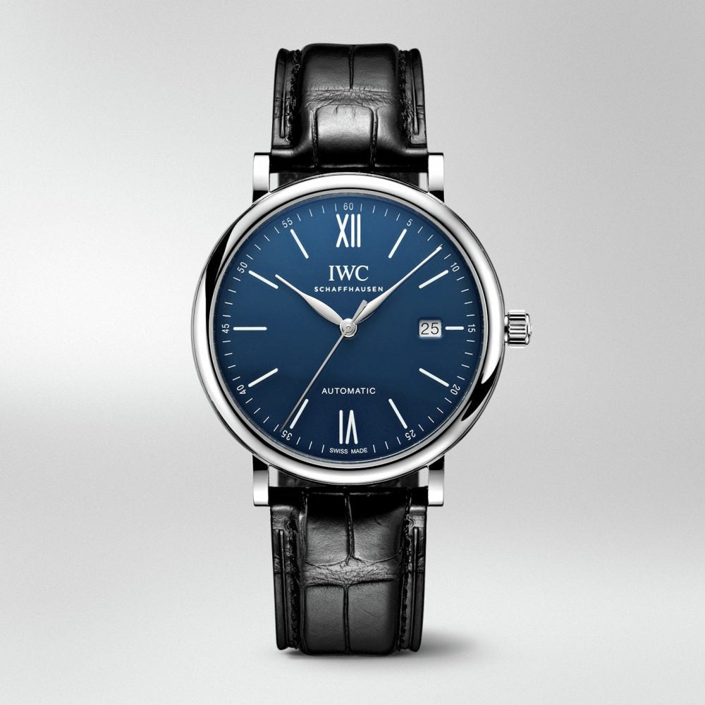 Shop Authentic IWC Portofino '150 Years Edition' Automatic Blue Dial Black Leather Strap Watch for Men - IW356518 - Luxxuri
