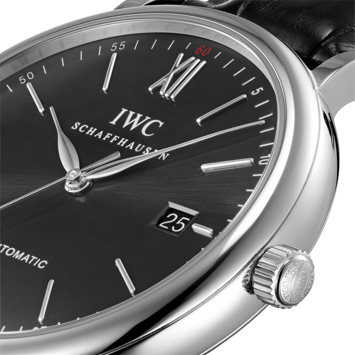 Shop Authentic IWC Portofino Automatic Black Dial Black Leather Strap Watch for Men - IW356502 - Luxxuri