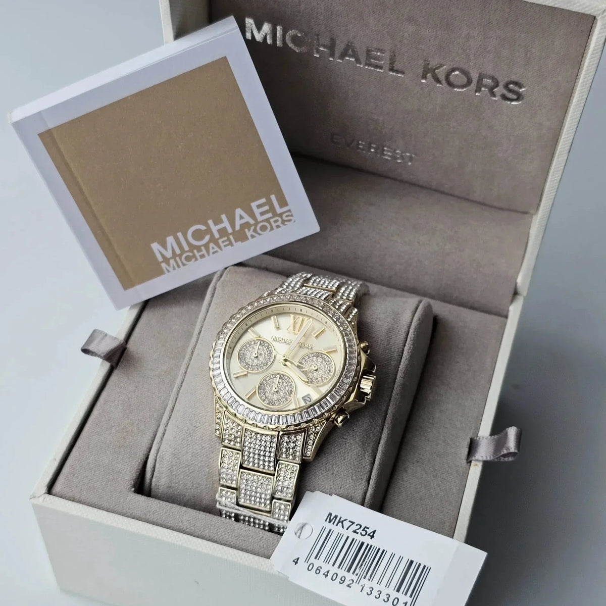 Shop Authentic Michael Kors Everest Chronograph Crystals Gold Dial Gold Steel Strap Watch For Women - MK7254 - Luxxuri