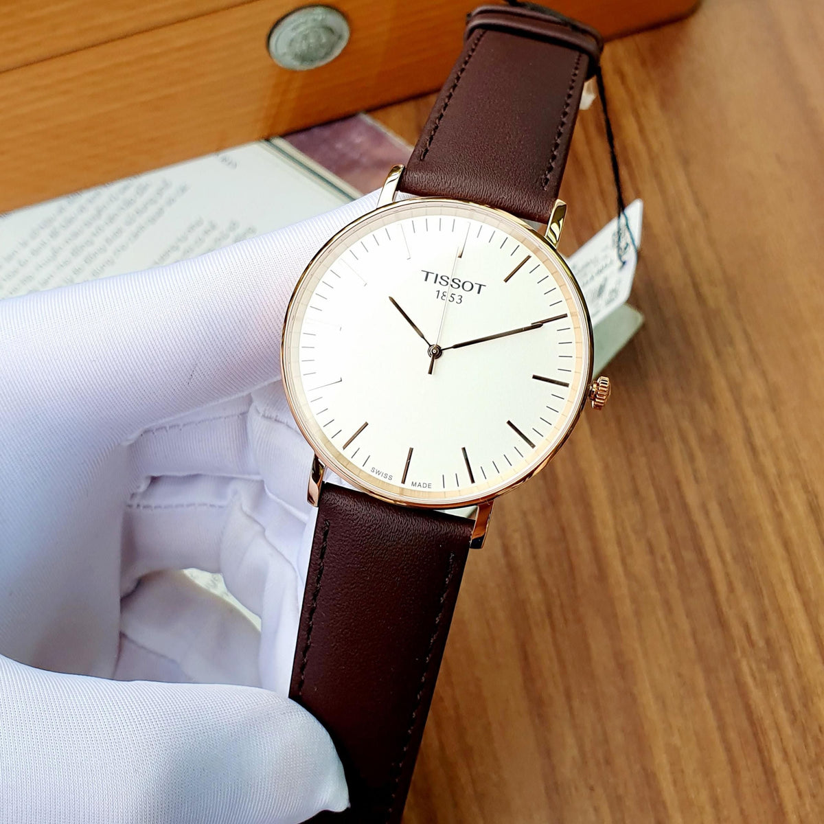 Shop Authentic Tissot T Classic Everytime White Dial Brown Leather Strap Watch for Men - T109.610.36.031.00 - Luxxuri