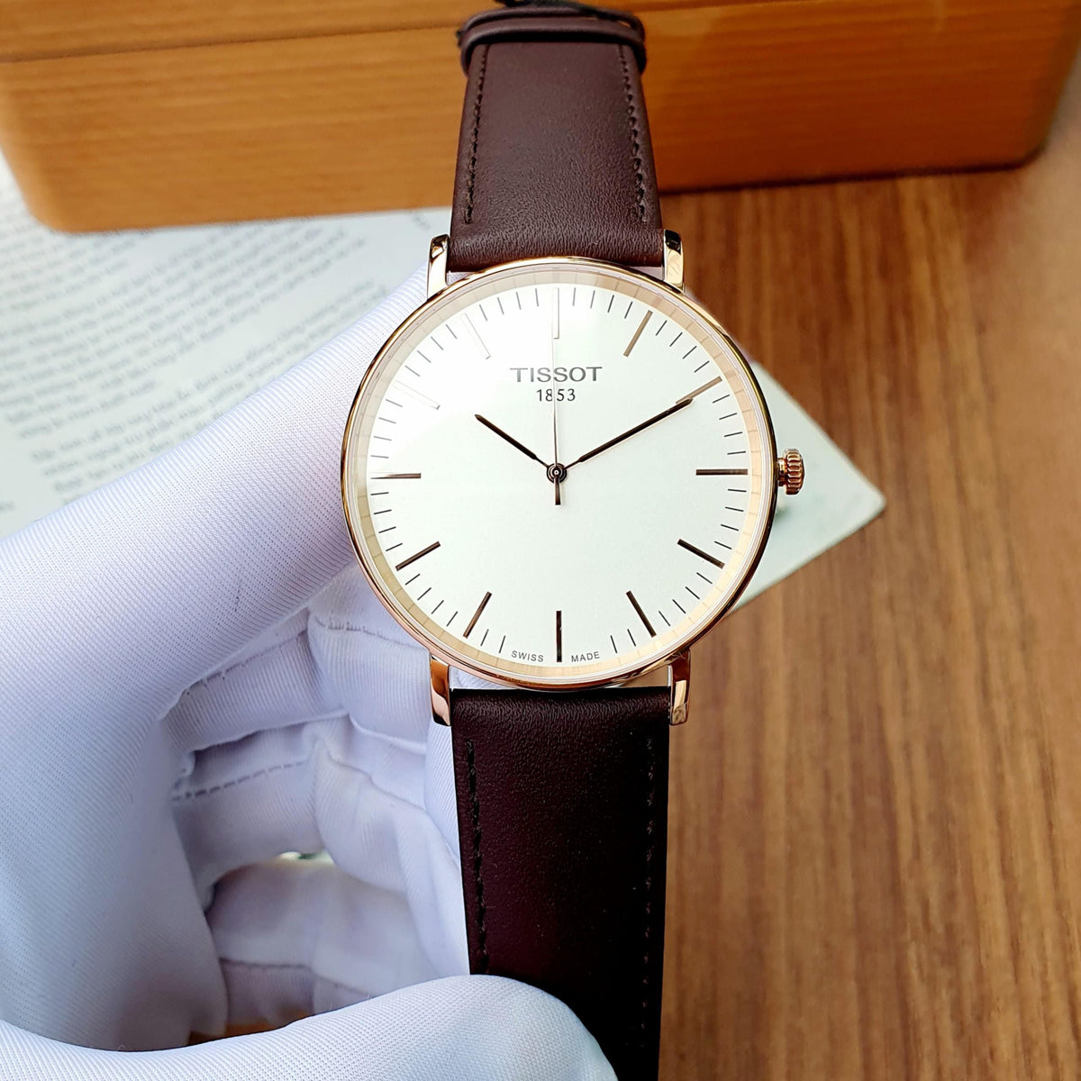 Shop Authentic Tissot T Classic Everytime White Dial Brown Leather Strap Watch for Men - T109.610.36.031.00 - Luxxuri