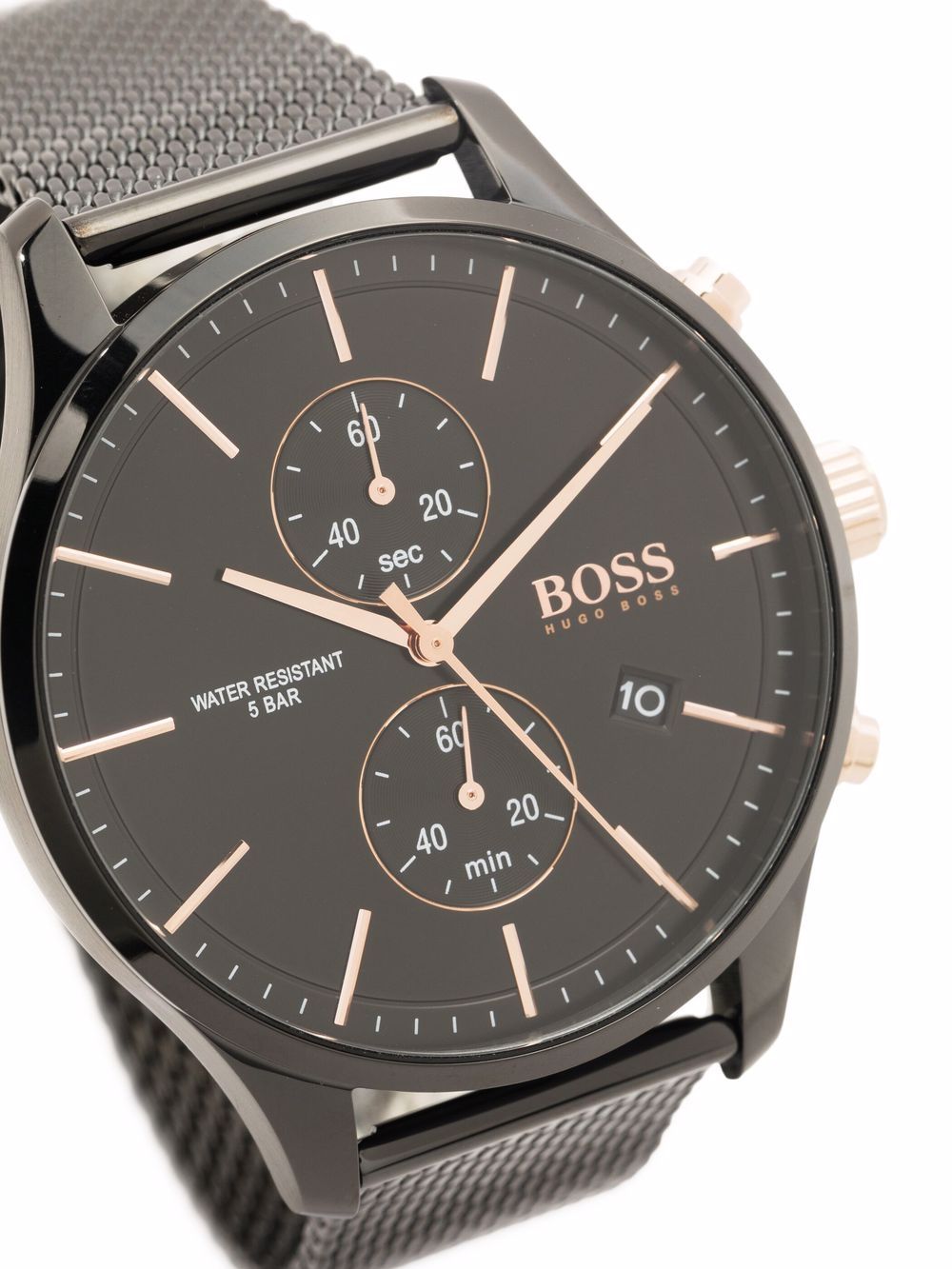 Hugo Boss Associate Chronograph Black Dial Black Mesh Bracelet Watch for Men - 1513769