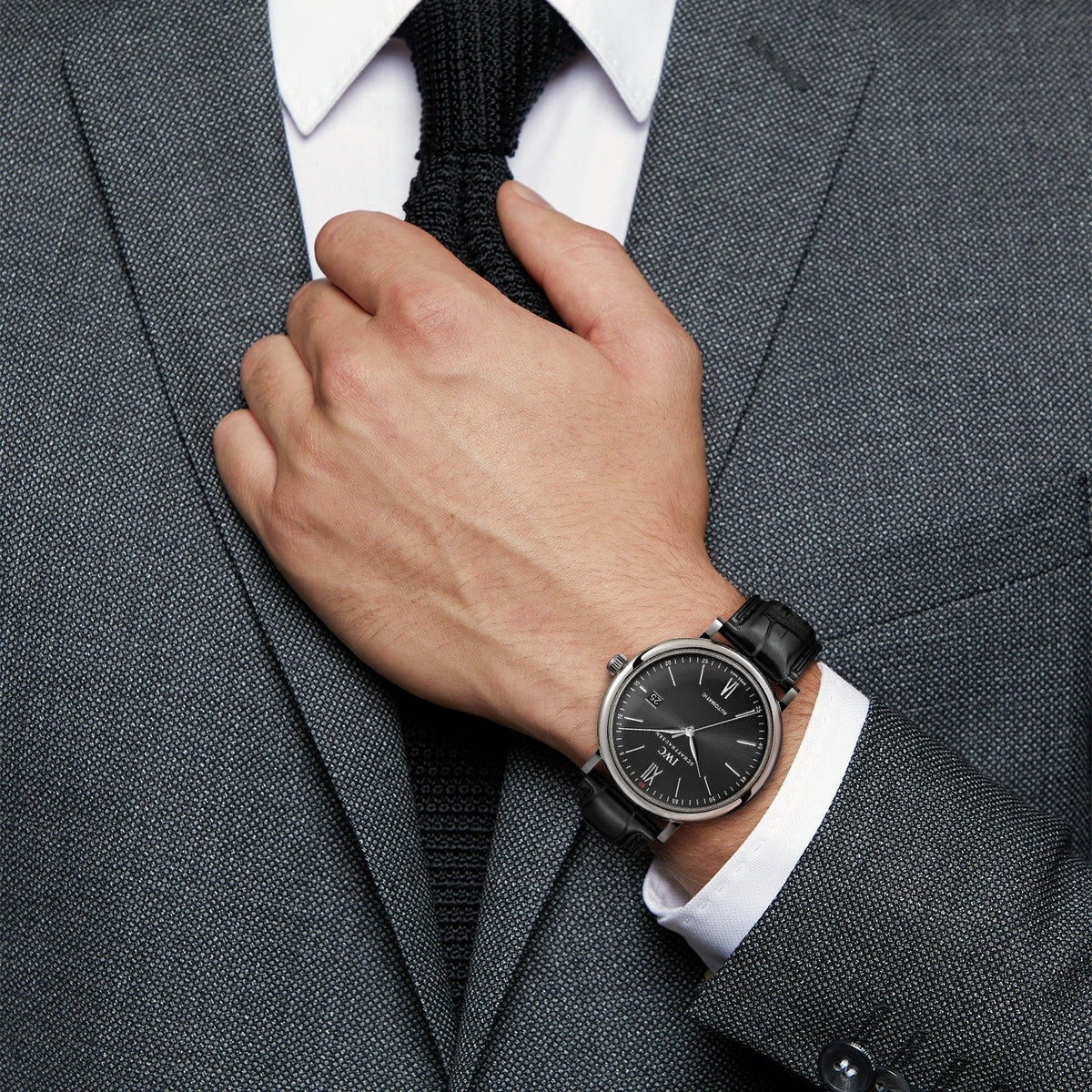 Shop Authentic IWC Portofino Automatic Black Dial Black Leather Strap Watch for Men - IW356502 - Luxxuri