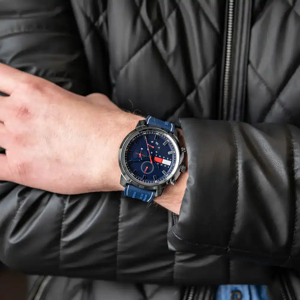 Shop Authentic Tommy Hilfiger Wynwood Chronograph Blue Dial Blue Silicon Strap Watch For Men - 1710582 - Luxxuri