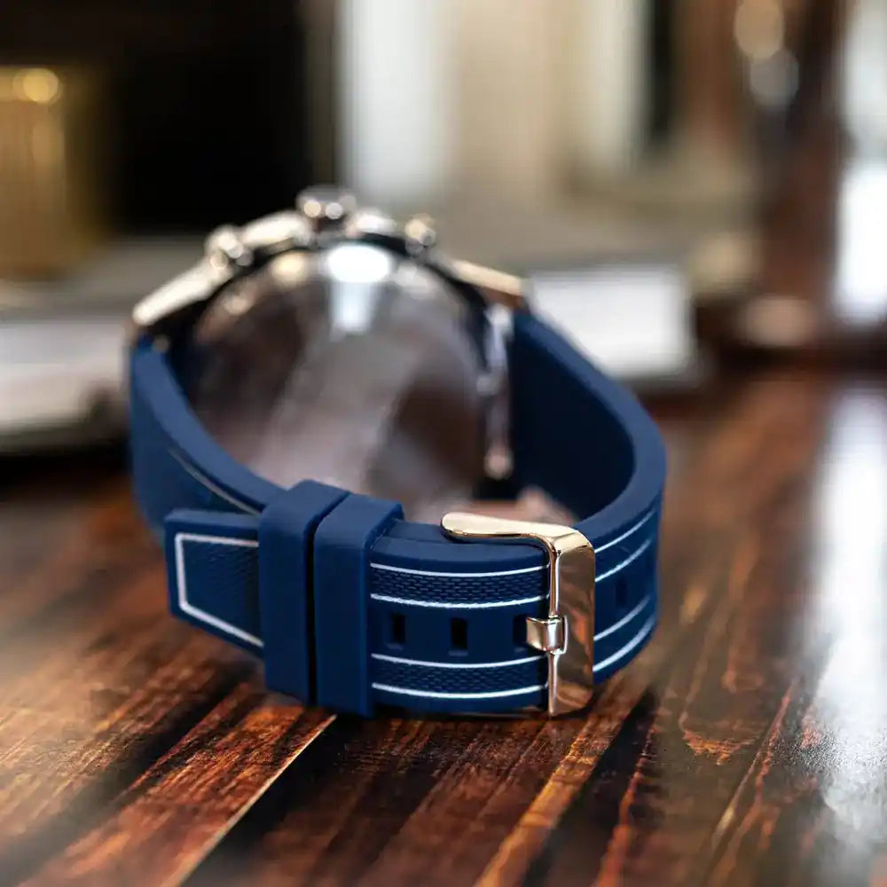 Shop Authentic Tommy Hilfiger Wynwood Chronograph Blue Dial Blue Silicon Strap Watch For Men - 1710582 - Luxxuri