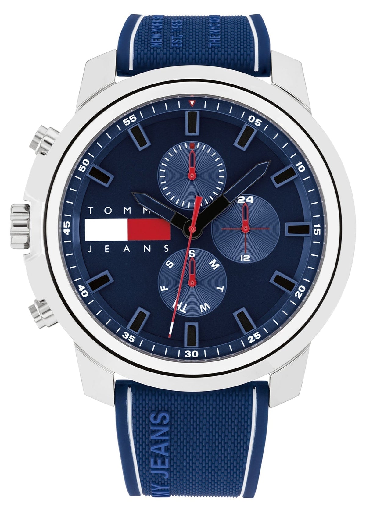 Shop Authentic Tommy Hilfiger Wynwood Chronograph Blue Dial Blue Silicon Strap Watch For Men - 1710582 - Luxxuri