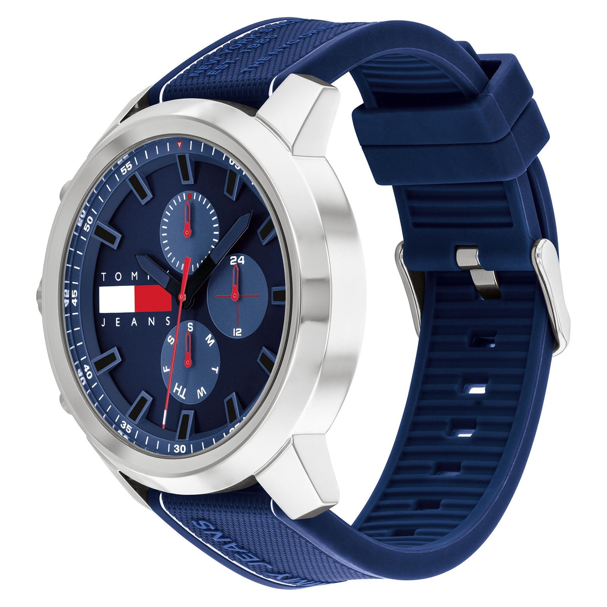 Shop Authentic Tommy Hilfiger Wynwood Chronograph Blue Dial Blue Silicon Strap Watch For Men - 1710582 - Luxxuri