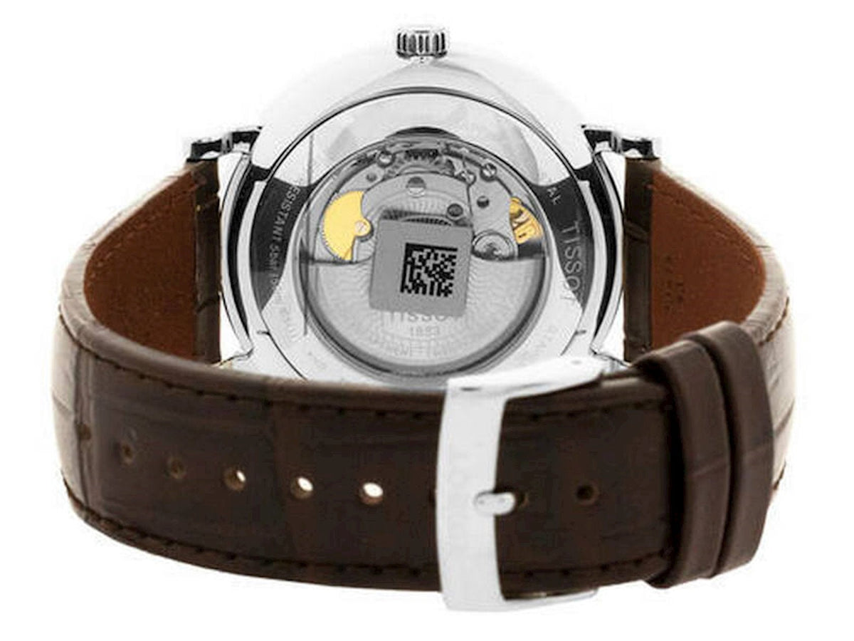 Shop Authentic Tissot T-Classic Powermatic 80 Silver Dial Brown Leather Strap Watch For Men - T122.407.16.031.00 - Luxxuri