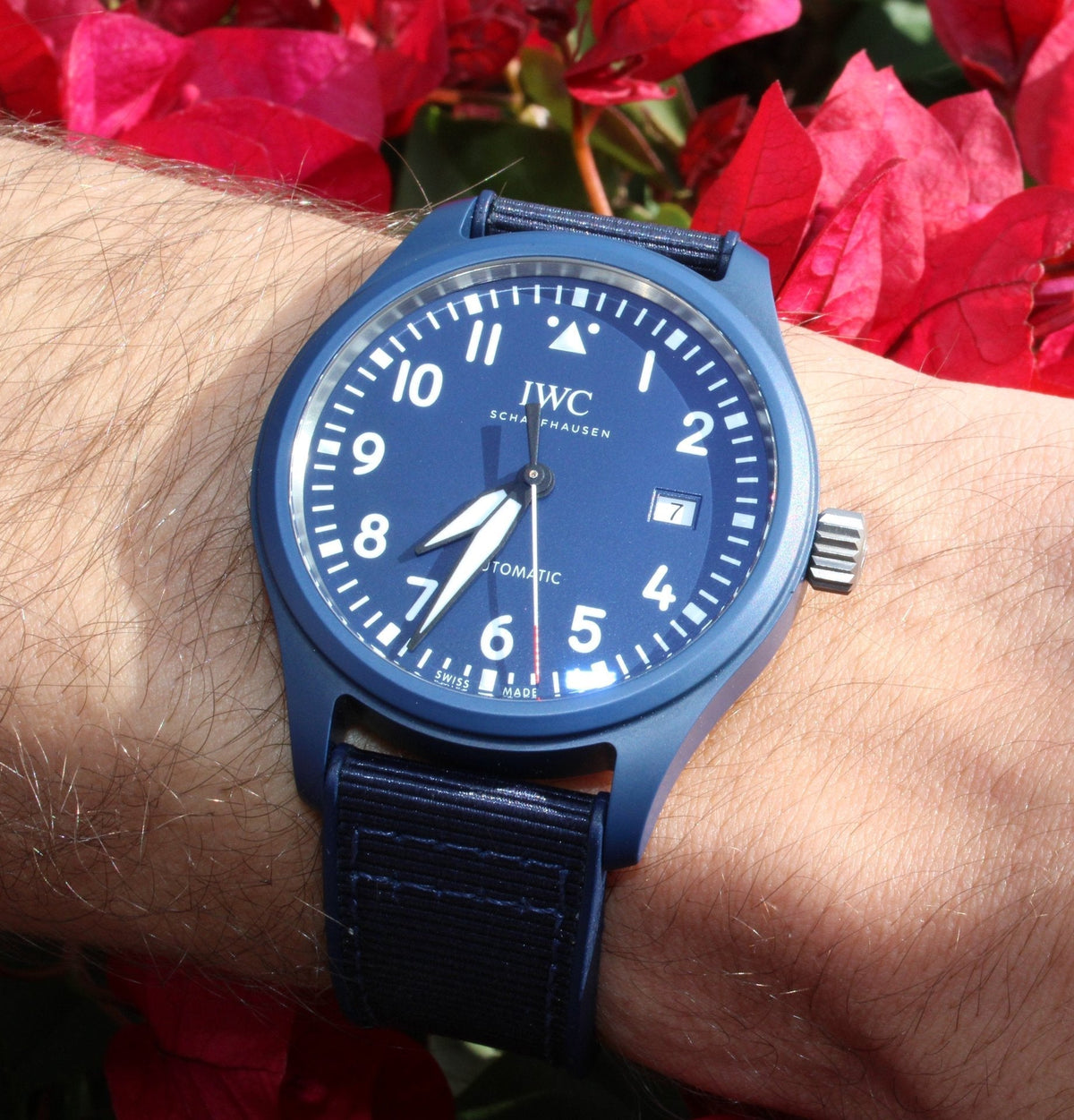Shop Authentic IWC Pilot’s Watch Automatic "Laureus Sport for Good" Edition Blue Dial Blue Nylon Strap Watch for Men - IW328101 - Luxxuri