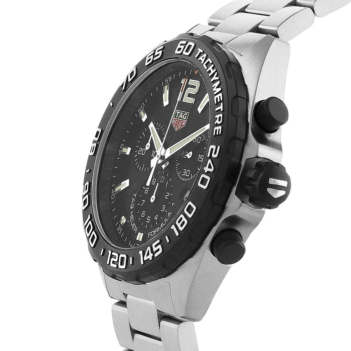 Shop Authentic Tag Heuer Formula 1 Chronograph Black Dial Silver Steel Strap Watch for Men - CAZ1010.BA0842 - Luxxuri