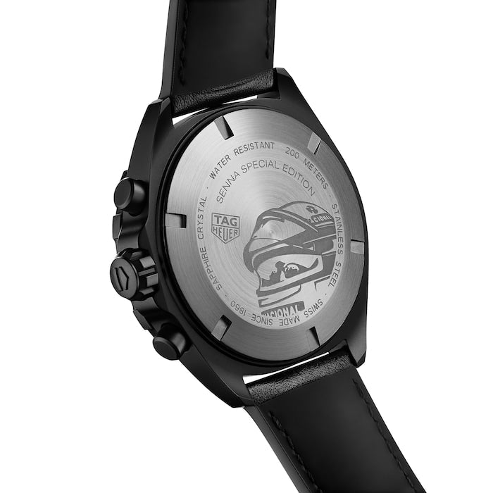 Shop Authentic Tag Heuer Formula 1 Chronograph Senna Black Dial Black Leather Strap Watch for Men - CAZ101AJ.FC6487 - Luxxuri