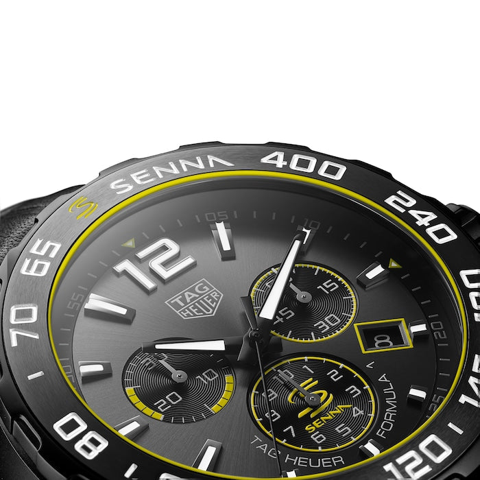 Shop Authentic Tag Heuer Formula 1 Chronograph Senna Black Dial Black Leather Strap Watch for Men - CAZ101AJ.FC6487 - Luxxuri