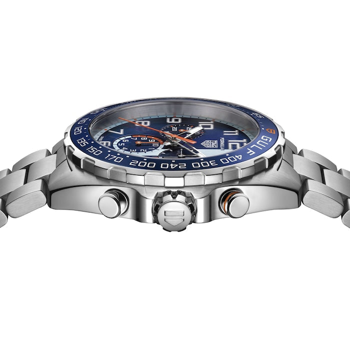 Shop Authentic Tag Heuer Formula 1 Gulf Edition Chronograph Blue Dial Silver Steel Strap Watch for Men - CAZ101AT.BA0842 - Luxxuri