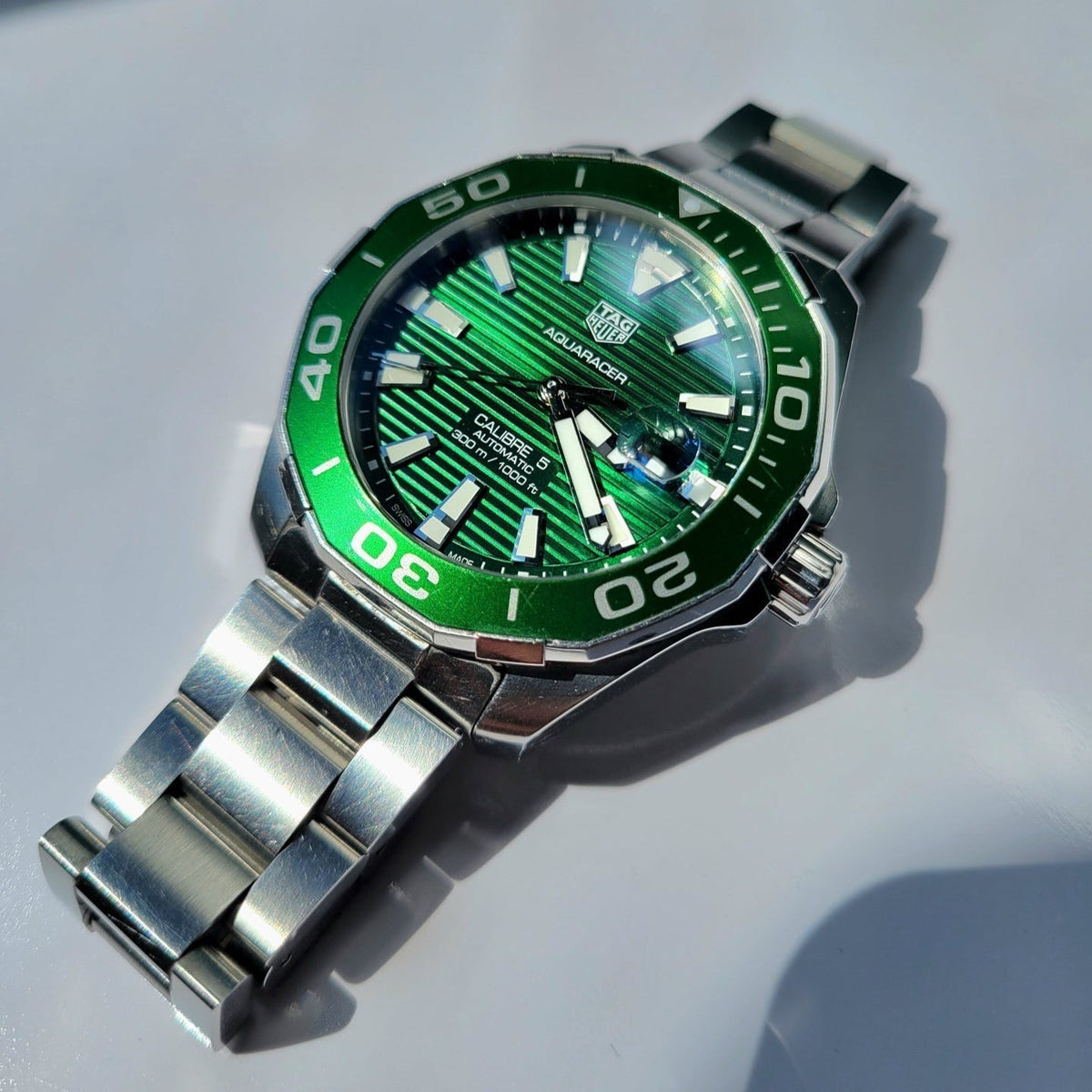 Shop Authentic Tag Heuer Aquaracer Green Dial Watch for Men - WAY201S.BA0927 - Luxxuri