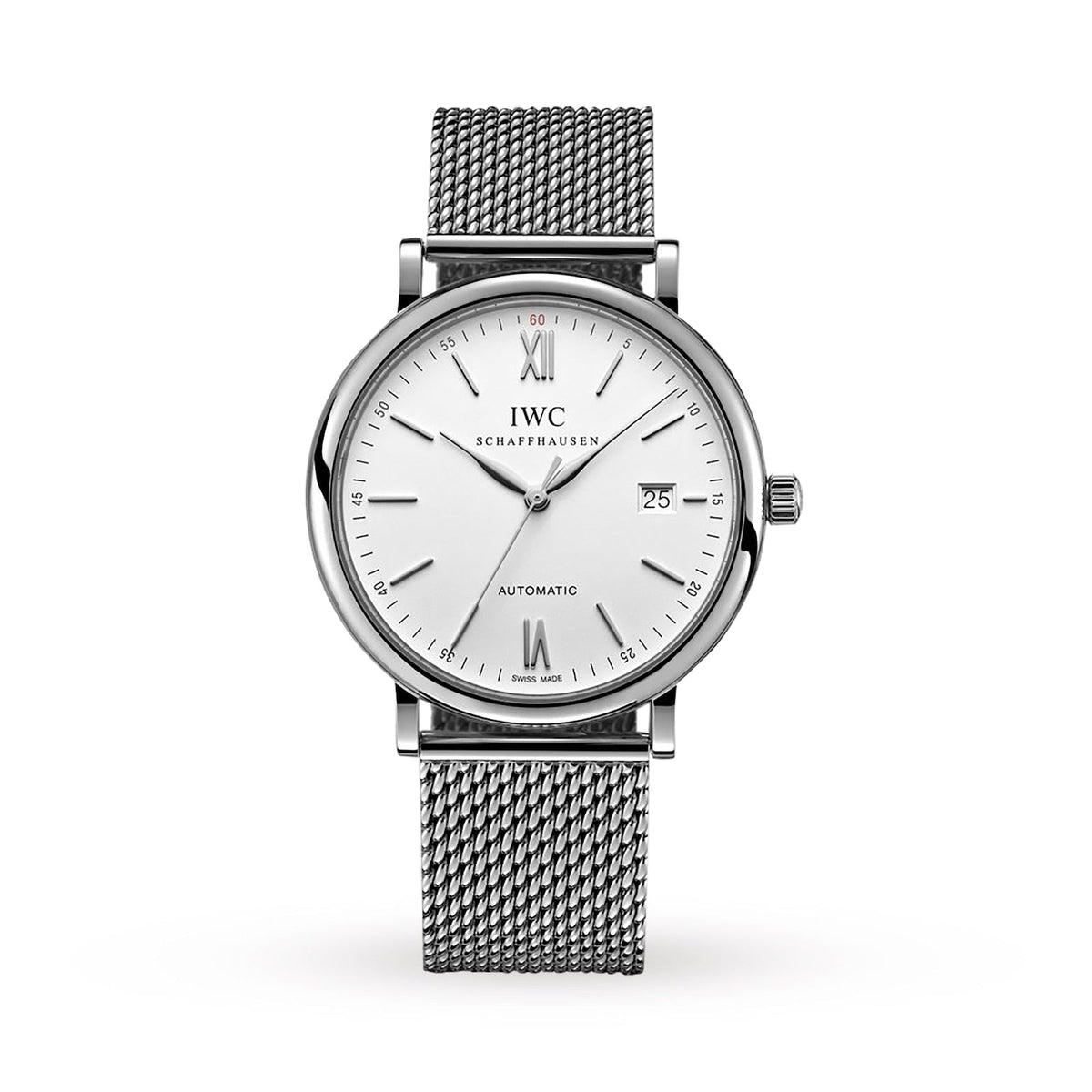 Shop Authentic IWC Portofino Automatic White Dial Silver Mesh Bracelet Watch for Men - IW356505 - Luxxuri