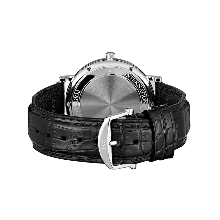Shop Authentic IWC Portofino Automatic White Dial Black Leather Strap Watch for Men - IW356517 - Luxxuri