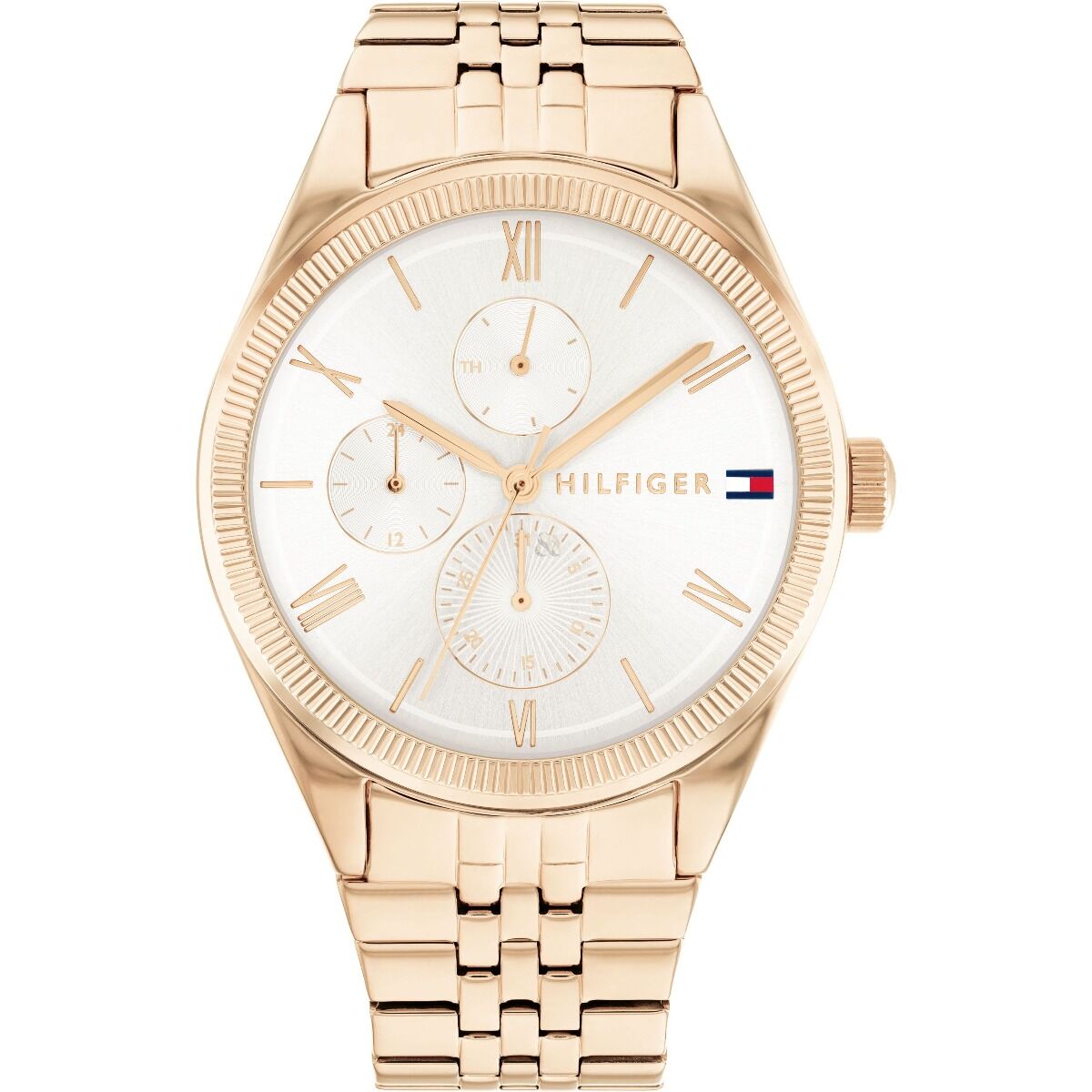 Shop Authentic Tommy Hilfiger Monica Quartz White Dial Gold Steel Strap Watch For Women - 1782593 - Luxxuri