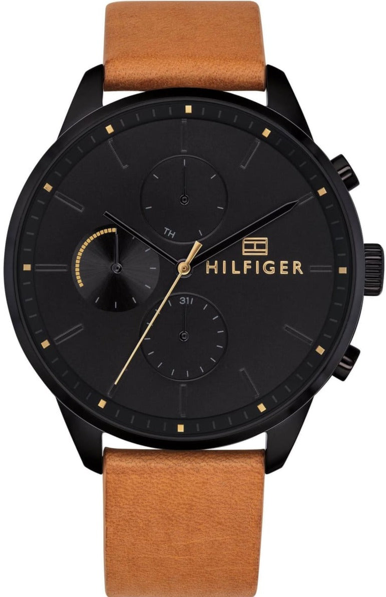 Shop Authentic Tommy Hilfiger James Quartz Black Dial Brown Leather Strap Watch For Men - 1791486 - Luxxuri