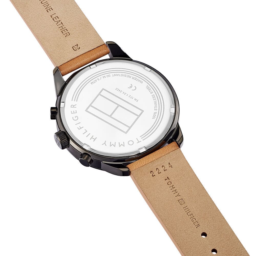 Shop Authentic Tommy Hilfiger James Quartz Black Dial Brown Leather Strap Watch For Men - 1791486 - Luxxuri