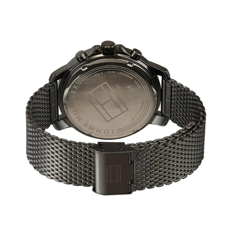 Shop Authentic Tommy Hilfiger Deacon Multifunction Black Dial Black Mesh Bracelet Watch for Men - 1791546 - Luxxuri