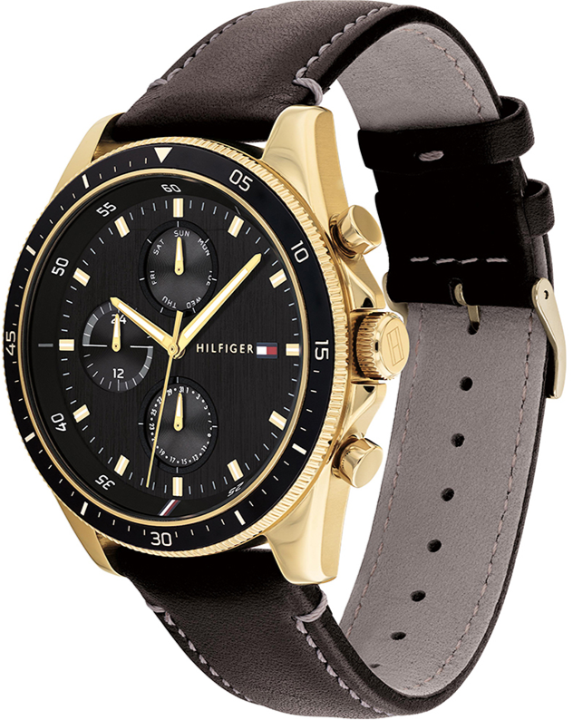 Shop Authentic Tommy Hilfiger Parker Chronograph Black Dial Brown Leather Strap Watch For Men - 1791836 - Luxxuri