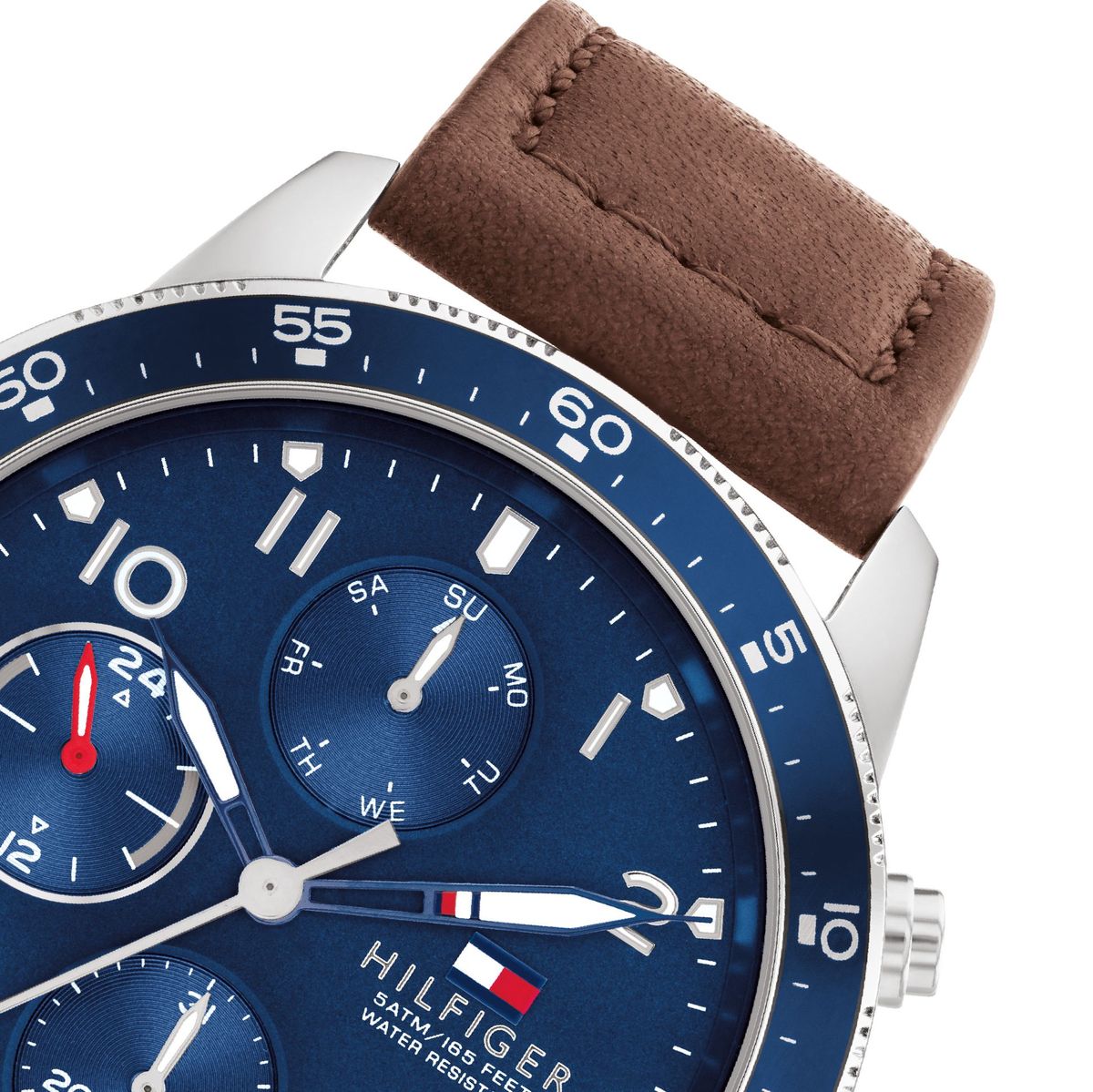 Shop Authentic Tommy Hilfiger Jimmy Chronograph Quartz Blue Dial Brown Leather Strap Watch For Men - 1791946 - Luxxuri