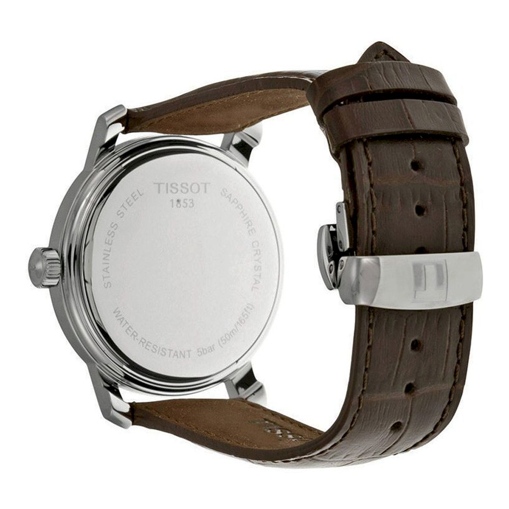 Shop Authentic Tissot T Classic Bridgeport Silver Dial Brown Leather Strap Watch For Men - T097.410.16.038.00 - Luxxuri