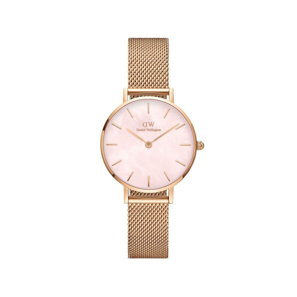 Shop Authentic Daniel Wellington Petite Melrose Mother of Pearl Pink Dial Pink Mesh Strap Watch For Women - DW00100513 - Luxxuri