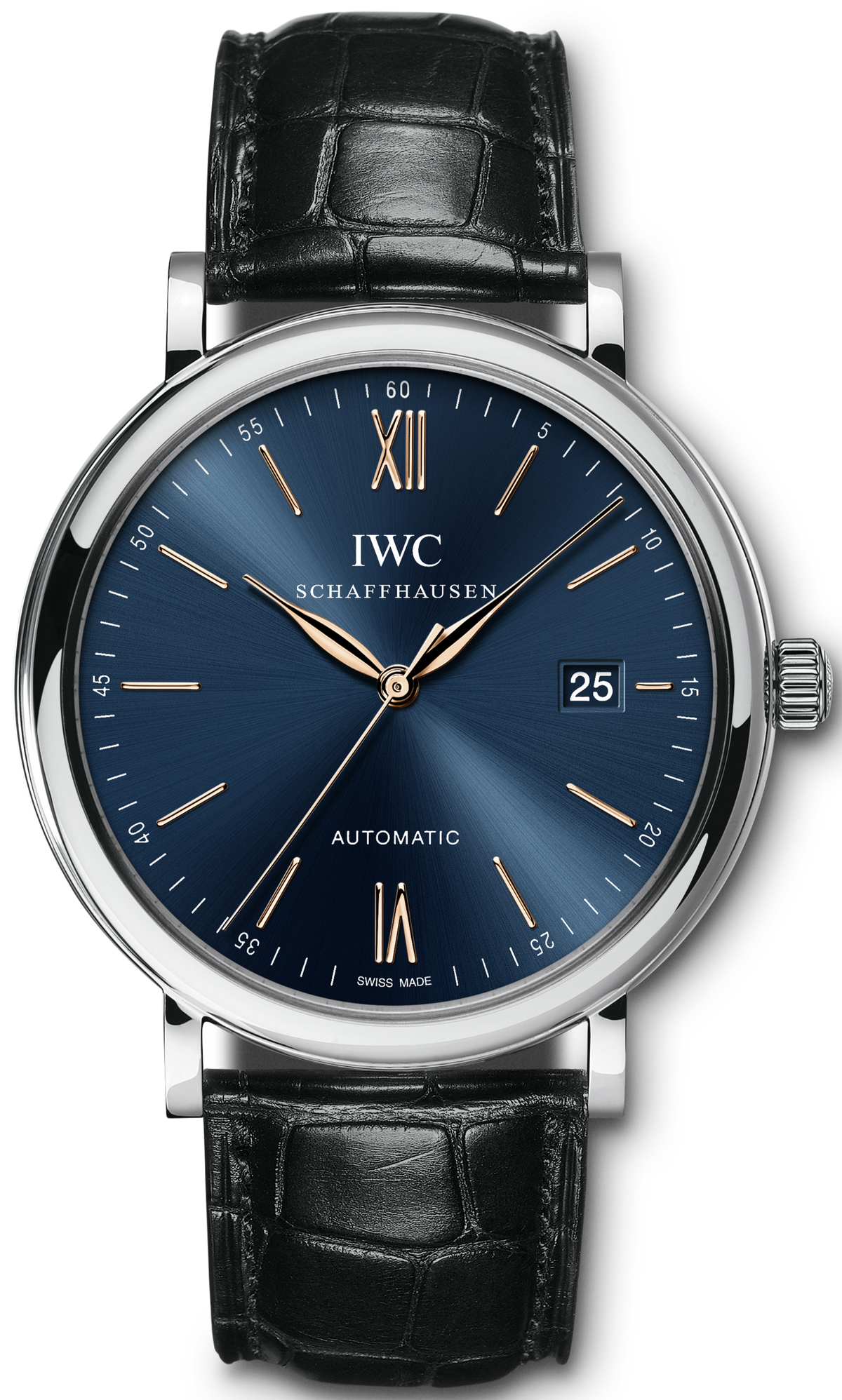 Shop Authentic IWC Portofino Automatic Blue Dial Black Leather Strap Watch for Men - IW356523 - Luxxuri