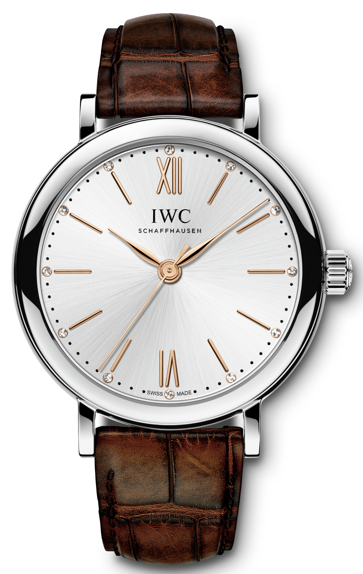 Shop Authentic IWC Portofino Automatic Silver Dial Brown Leather Strap Watch for Women - IW357403 - Luxxuri