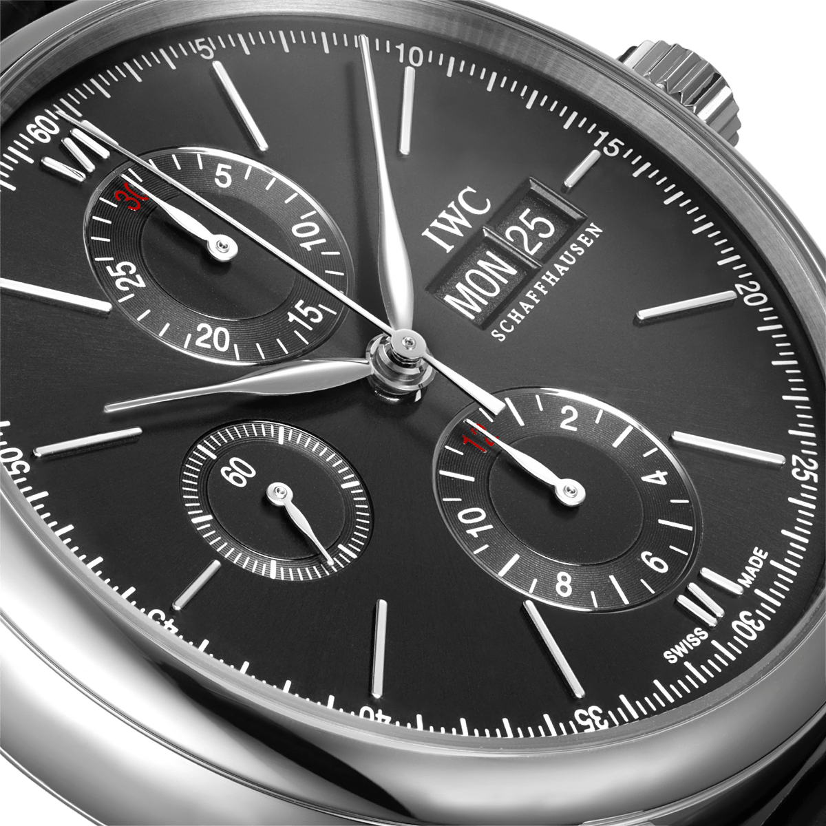 Shop Authentic IWC Portofino Chronograph Black Dial Black Leather Strap Watch for Men - IW391029 - Luxxuri