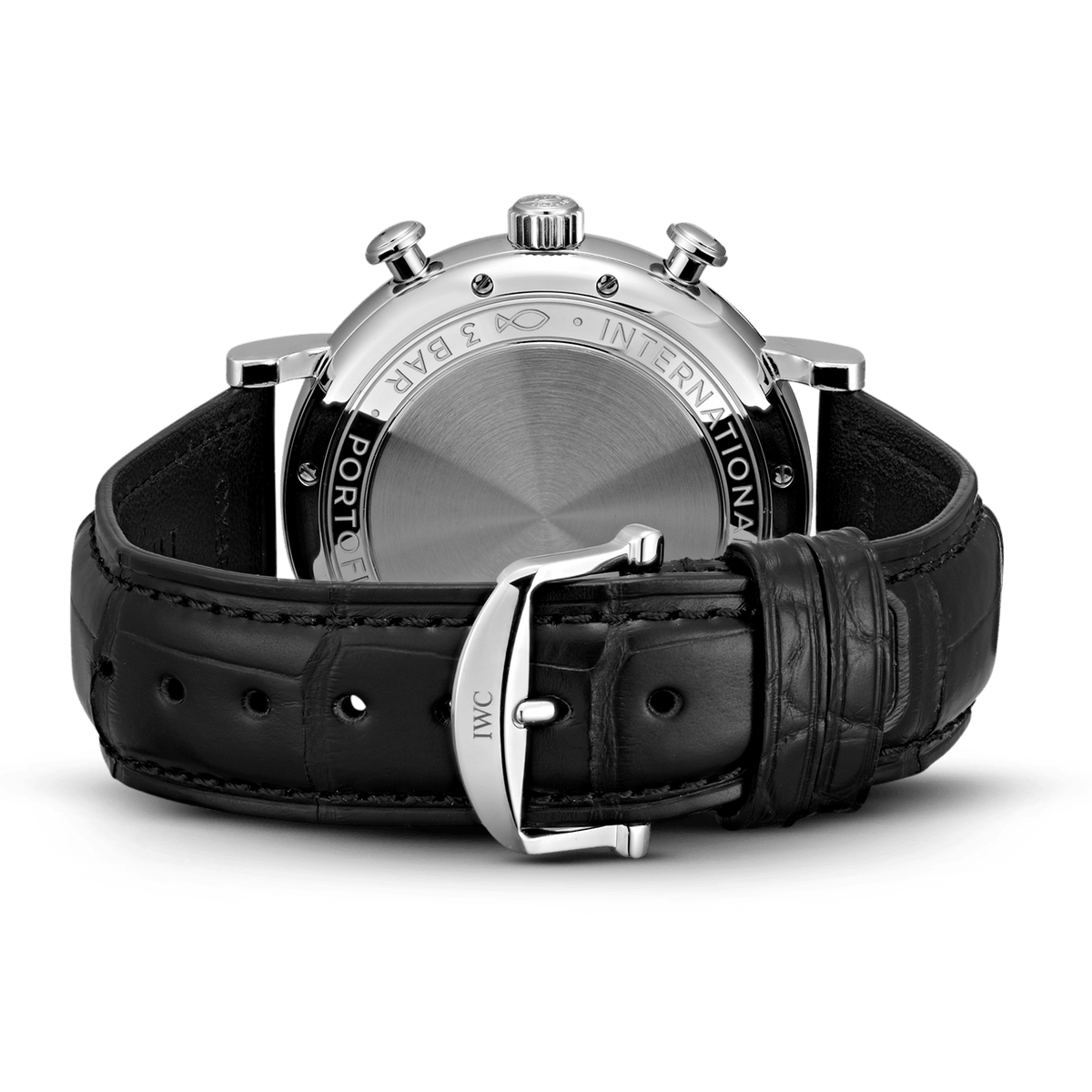 Shop Authentic IWC Portofino Chronograph Black Dial Black Leather Strap Watch for Men - IW391029 - Luxxuri