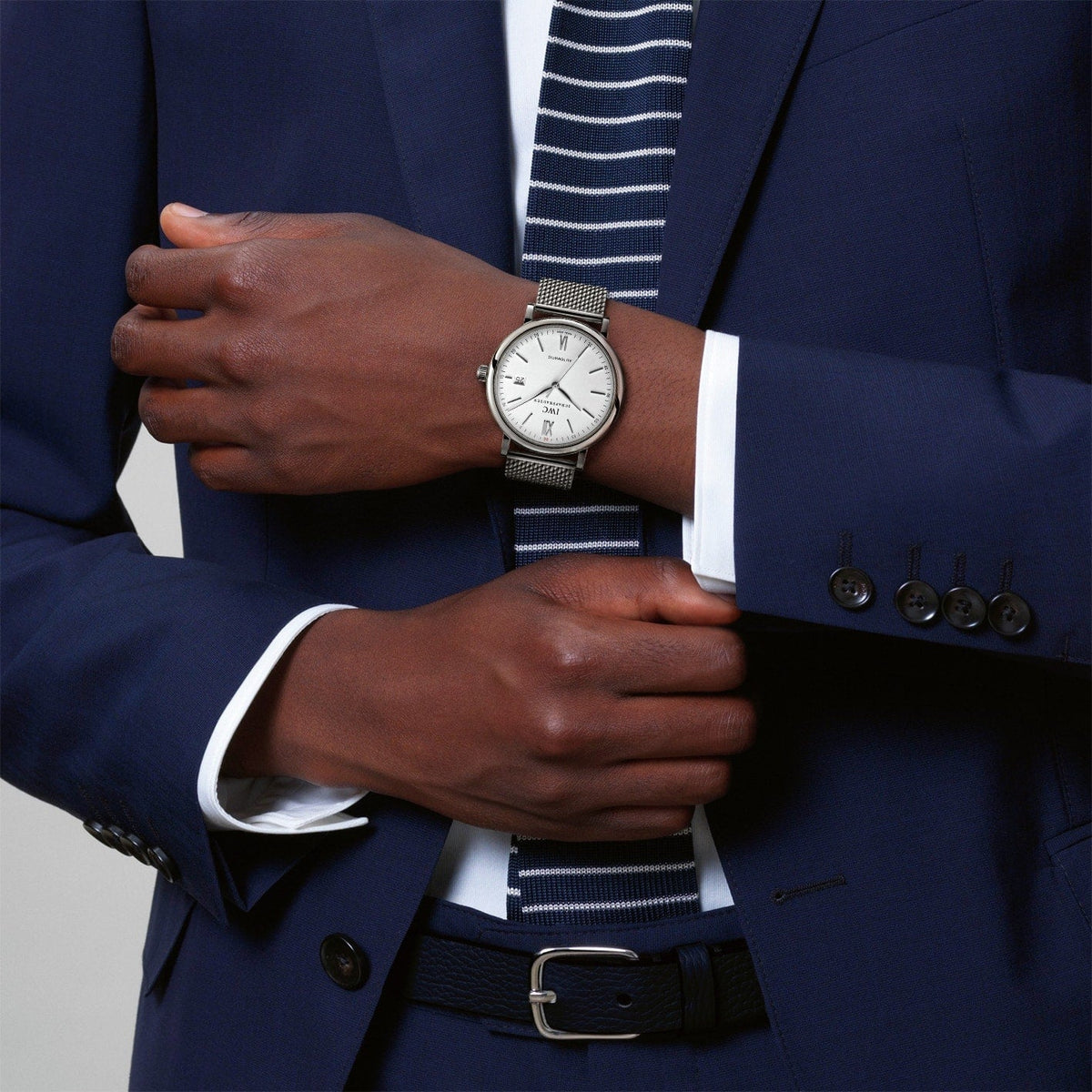 Shop Authentic IWC Portofino Automatic White Dial Silver Mesh Bracelet Watch for Men - IW356505 - Luxxuri