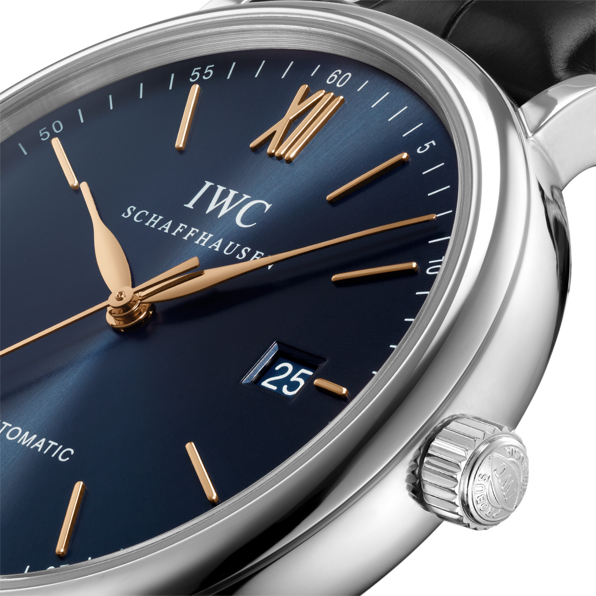 Shop Authentic IWC Portofino Automatic Blue Dial Black Leather Strap Watch for Men - IW356523 - Luxxuri