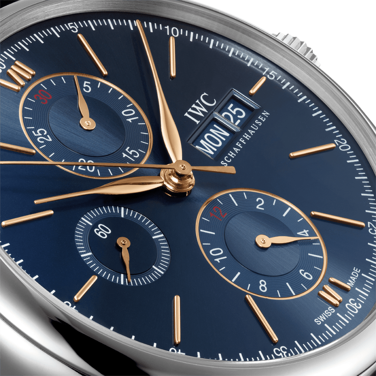 Shop Authentic IWC Portofino Chronograph Blue Dial Black Leather Strap Watch for Men - IW391036 - Luxxuri
