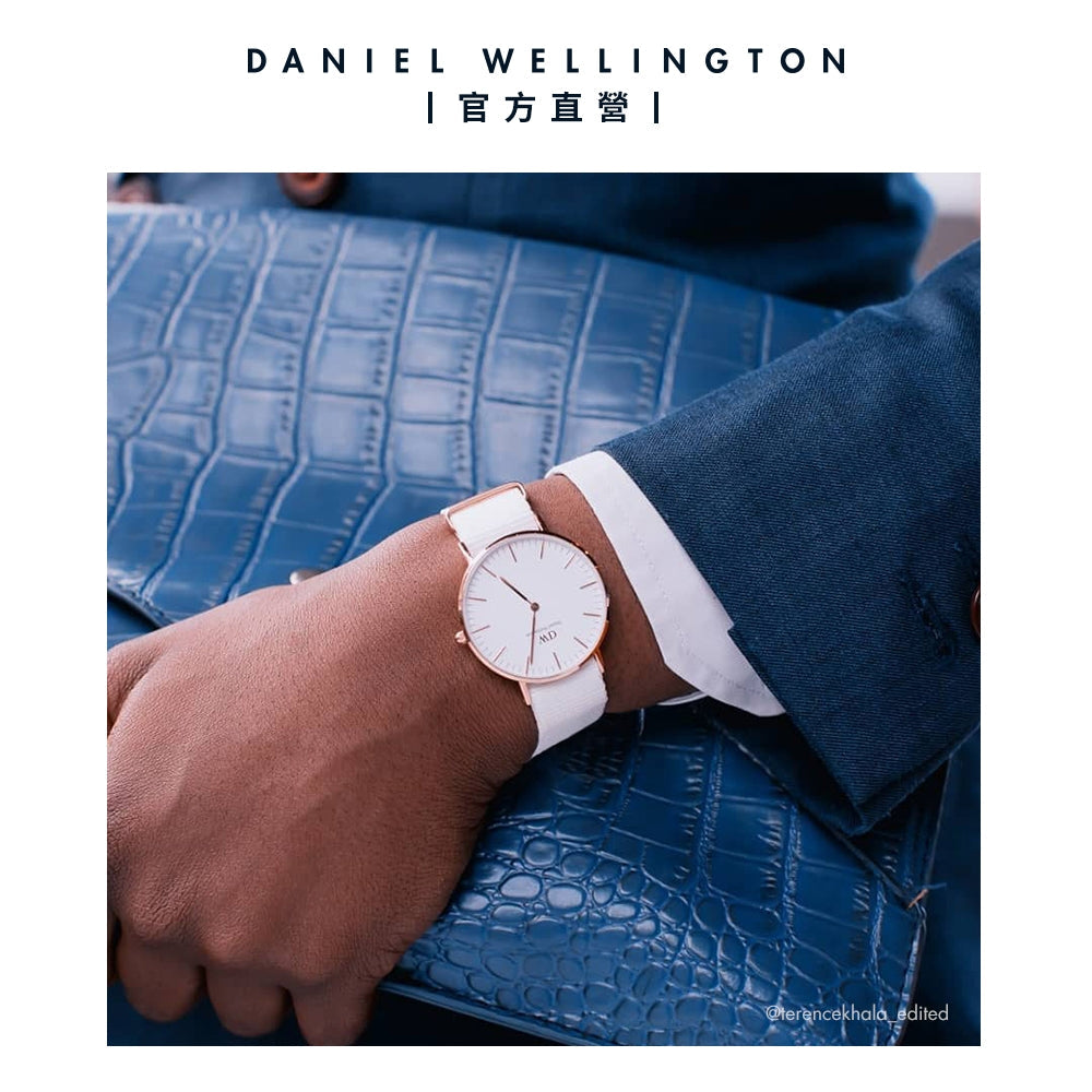 Shop Authentic Daniel Wellington Classic Dover White Dial White Nylon Strap Watch For Women - DW00100309 - Luxxuri