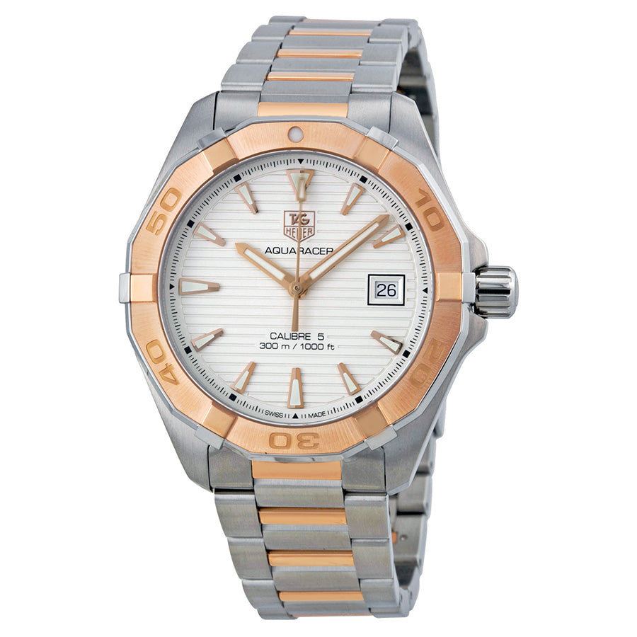 Shop Authentic Tag Heuer Aquaracer Calibre 5 Automatic White Dial Two Tone Steel Strap Watch for Men - WAY2150.BD0911 - Luxxuri
