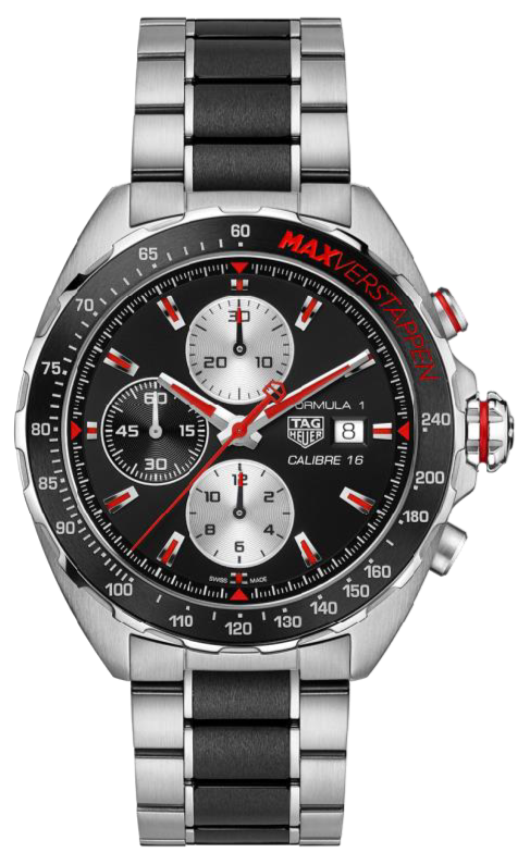 Shop Authentic Tag Heuer Formula 1 Calibre 16 Max Verstappen Limited Edition Black Dial Two Tone Steel Strap Watch for Men - CAZ2018.BA0970 - Luxxuri