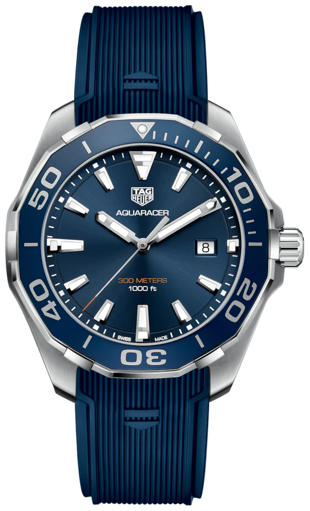 Shop Authentic Tag Heuer Aquaracer Quartz Blue Dial Blue Rubber Strap Watch for Men - WAY101C.FC6153 - Luxxuri