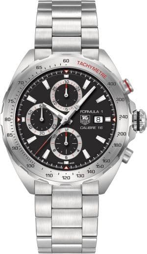 Shop Authentic Tag Heuer Formula 1 Calibre 16 Automatic Chronograph Black Dial Silver Steel Strap Watch for Men - CAZ2010.BA0876 - Luxxuri