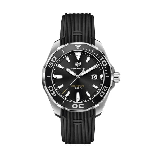 Shop Authentic Tag Heuer Aquaracer Quartz Black Dial Black Rubber Strap Watch for Men - WAY101A.FT6141 - Luxxuri