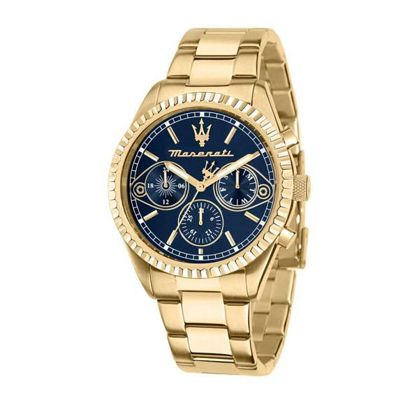 Shop Authentic Maserati Competizione Chronograph Blue Dial Gold Steel Strap Watch For Men - R8853100026 - Luxxuri