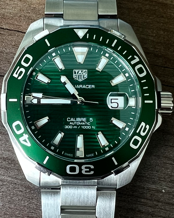 Shop Authentic Tag Heuer Aquaracer Green Dial Watch for Men - WAY201S.BA0927 - Luxxuri