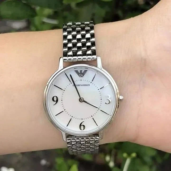 Shop Authentic Emporio Armani Kappa Mother of Pearl Dial Silver Steel Watch For Women - AR2507 - Luxxuri