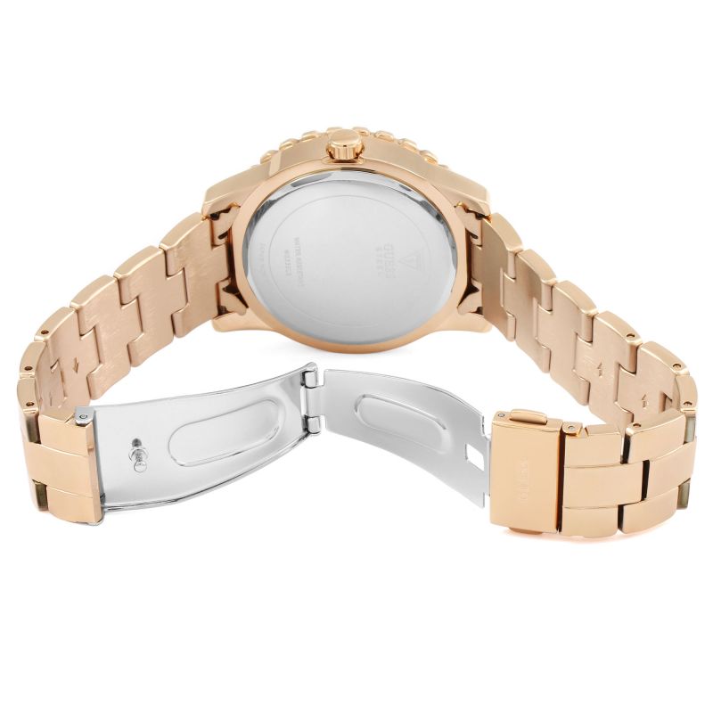 Shop Authentic Guess Sassy Quartz White Dial Rose Gold Steel Strap Watch For Women - W0705L3 - Luxxuri